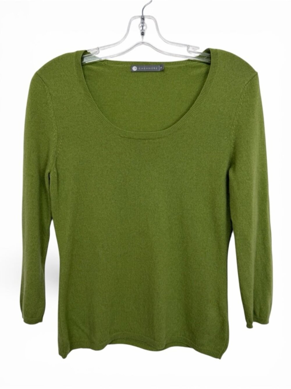 Cashmere Scoop Neck Sweater Top Size Medium Green Chartreuse - Picture 6 of 6
